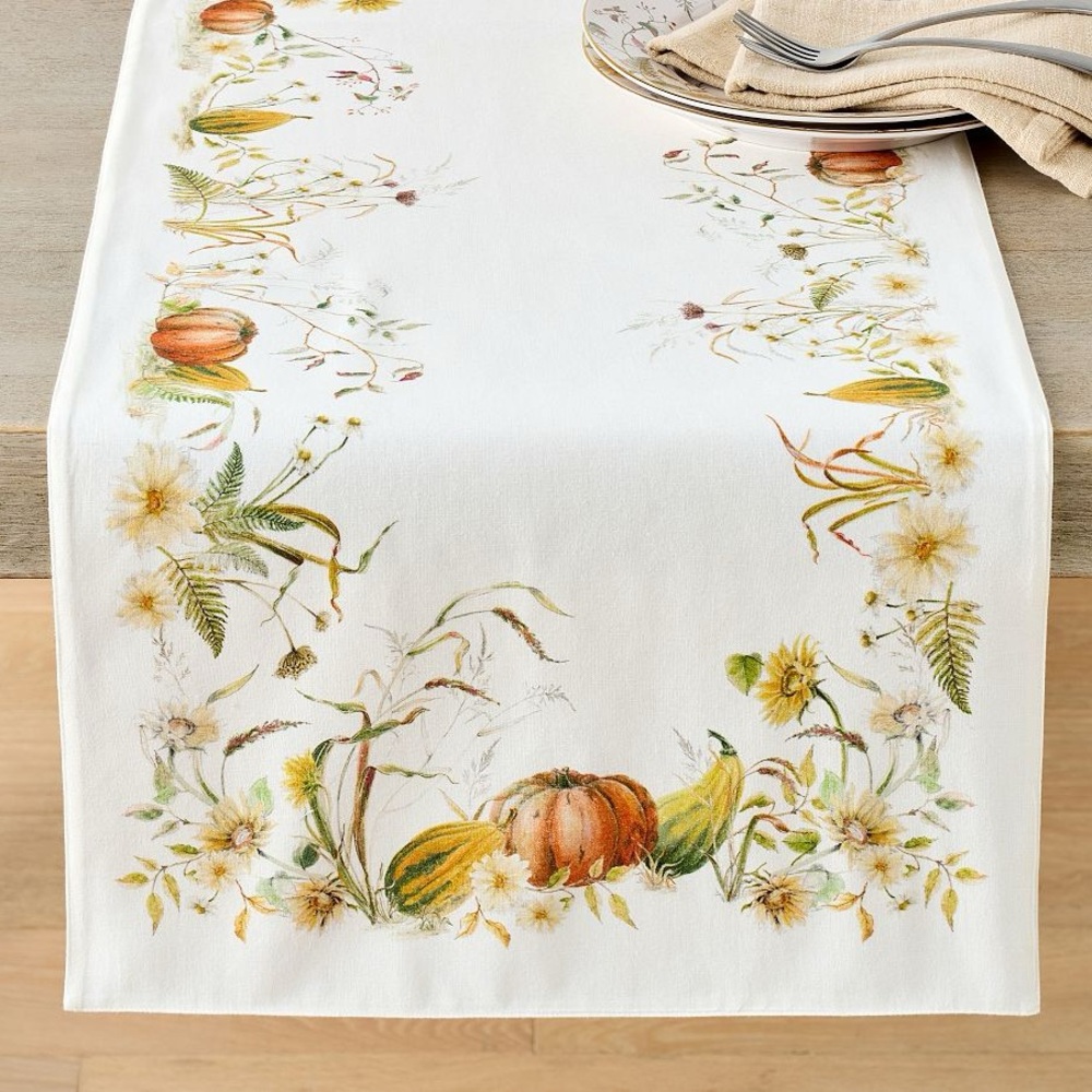 New Pottery Barn Bedford Harvest Cotton/Linen Table Runner